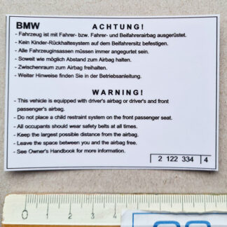 BMW Z3 Aufkleber Airbag